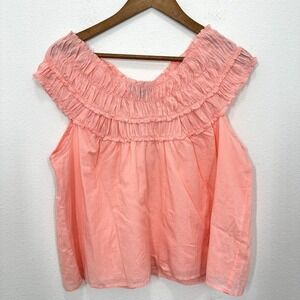 J. Crew Size Large Soft Pink Smocked Lightweight Semi-Sheer‎ Romantic Feminine